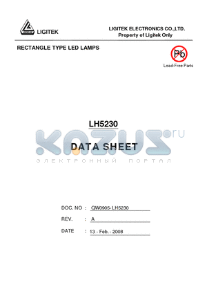 LH5230 datasheet - RECTANGLE TYPE LED LAMPS