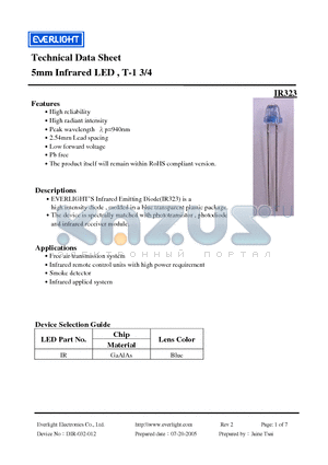 IR323 datasheet - 5mm Infrared LED , T-1 3/4