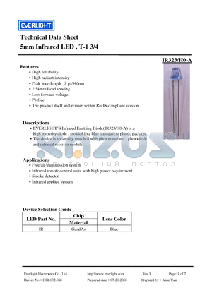 IR323/H0-A datasheet - 5mm Infrared LED , T-1 3/4