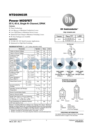 NTD50N03R-35G datasheet - Power MOSFET