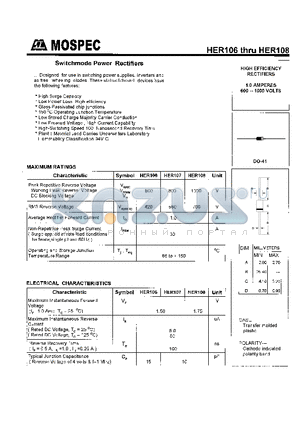 HER106 datasheet - HIGH EFFICIENCY RECTIFIERS(1.0A,600-1000V)