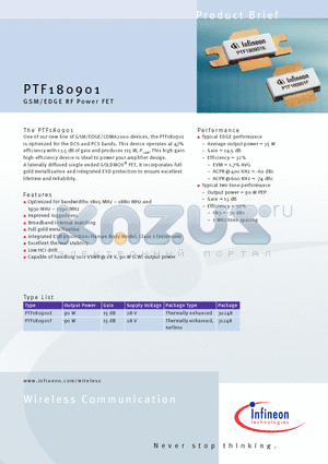 PTF180901E datasheet - GSM/EDGE RF Power FET