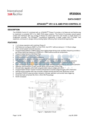 IR3500A datasheet - XPHASE3TM VR11.0 & AMD PVID CONTROL IC