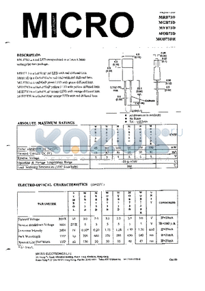 MOB73DR datasheet - RED LED ENCAPSULATED IN A 1mm x 5mm RECTANGULAR BARS PACKAGE