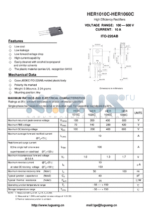 HER1060C datasheet - High Efficiency Rectifiers