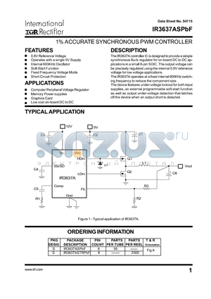 IR3637ASPBF datasheet - 1% ACCURATE SYNCHRONOUS PWM CONTROLLER