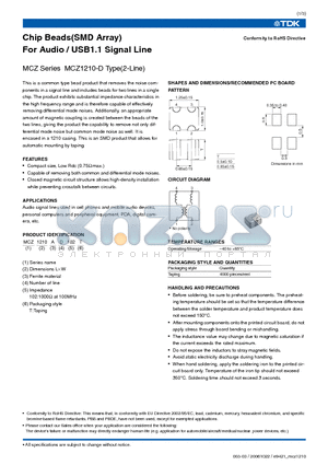 MCZ1210-D datasheet - Chip Beads(SMD Array) For Audio USB1.1 Signal Line