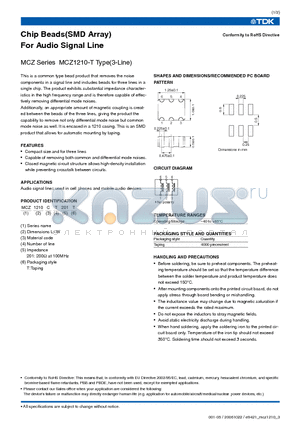 MCZ1210-T datasheet - Chip Beads(SMD Array) For Audio Signal Line