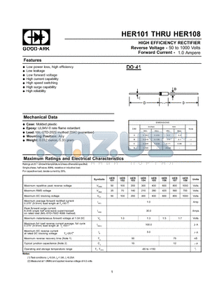 HER107 datasheet - HIGH EFFICIENCY RECTIFIER