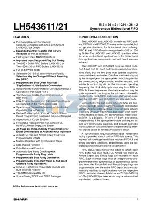 LH543621 datasheet - 512 x 36 x 2 / 1024 x 36 x 2 Synchronous Bidirectional FIFO