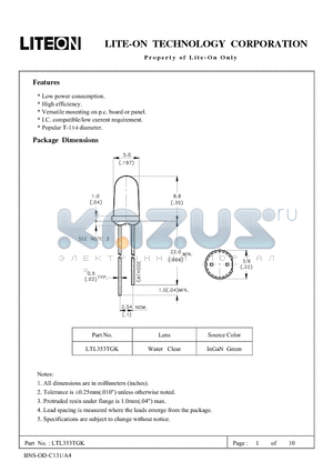 LTL353TGK datasheet - Property of Lite-On Only