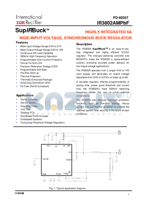 IR3802AMPBF datasheet - SupIRBuckTM