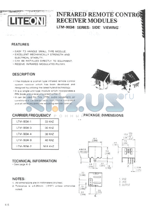 LTM-9034-2 datasheet - INFRARED REMOTE CONTROL RECEIVER MODULES