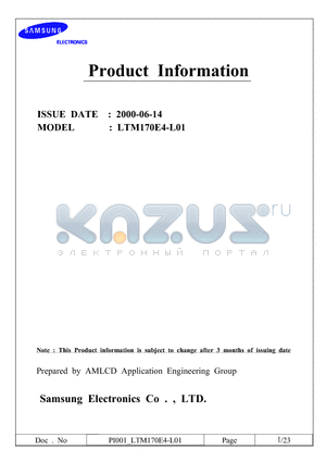 LTM170E4 datasheet - COLOR ACTIVE MATRIX TFT LIQUID CRYSTAL DISPLAY