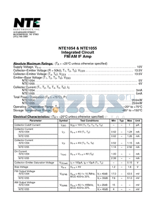 NTE1055 datasheet - Integrated Circuit FM/AM IF Amp