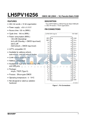 LH5PV16256 datasheet - CMOS 4M (256K x 16) Pseudo-Static RAM