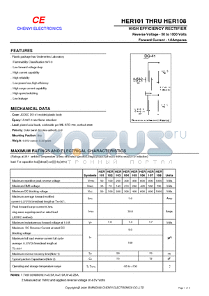 HER108 datasheet - HIGH EFFICIENCY RECTIFIER