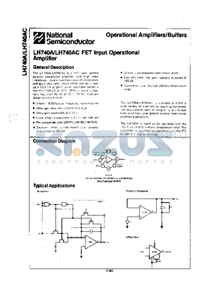 LH740AC datasheet - FET Input Operational Amplifier