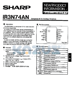 IR3N74AN datasheet - Compander IC for Cordless elephone