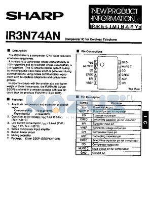 IR3N74N datasheet - Compander IC for Cordless elephone