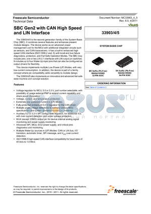 MCZ33903B5EK datasheet - SBC Gen2 with CAN High Speed and LIN Interface