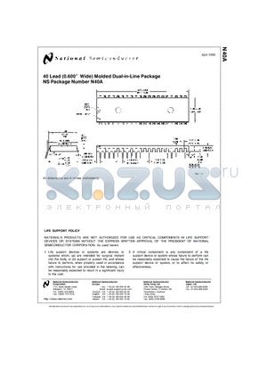 N40A datasheet - 40 Lead (0.600  Wide) Molded Dual-in-Line Package