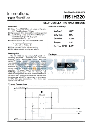 IR51H320 datasheet - SELF-OSCILLATING HALF-BRIDGE