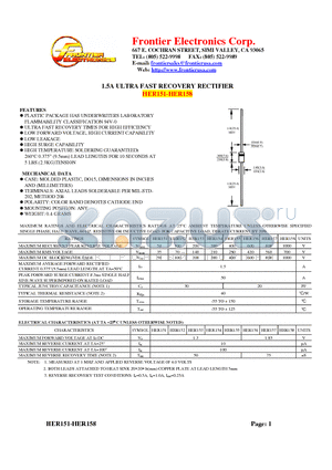 HER151 datasheet - 1.5A ULTRA FAST RECOVERY RECTIFIER