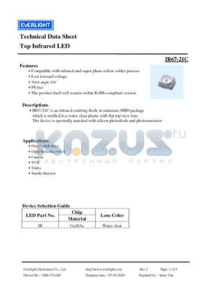 IR67-21C datasheet - Technical Data Sheet Top Infrared LED
