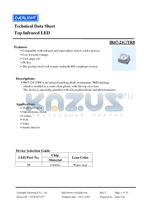 IR67-21C-TR8 datasheet - Top Infrared LED