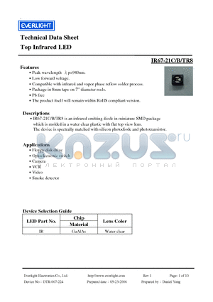 IR67-21C/B/TR8 datasheet - Top Infrared LED