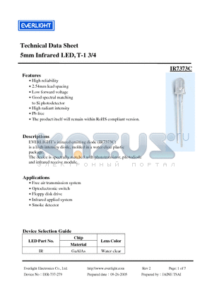 IR7373C datasheet - 5mm Infrared LED, T-1 3/4