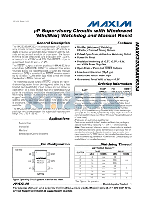 MAX6323 datasheet - lP Supervisory Circuits with Windowed (Min/Max) Watchdog and Manual Reset