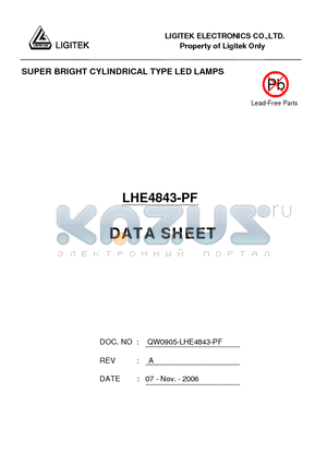 LHE4843-PF datasheet - SUPER BRIGHT CYLINDRICAL TYPE LED LAMPS