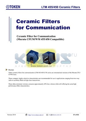LTM455AU datasheet - LTM 455/450 Ceramic Filters