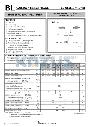 HER152 datasheet - HIGH EFFICIENCY RECTIFIER