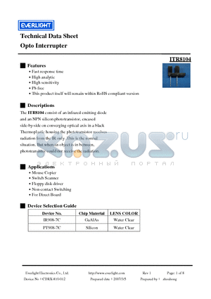 IR908-7C datasheet - Opto Interrupter