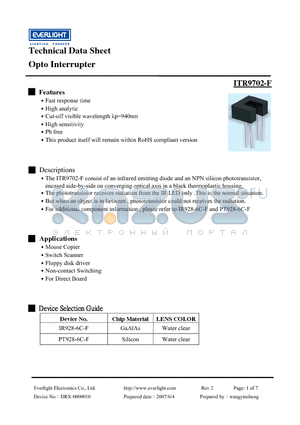 IR928-6C-F datasheet - Opto Interrupter