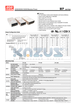 MD-100 datasheet - 450W/650W/1000W Modular Power