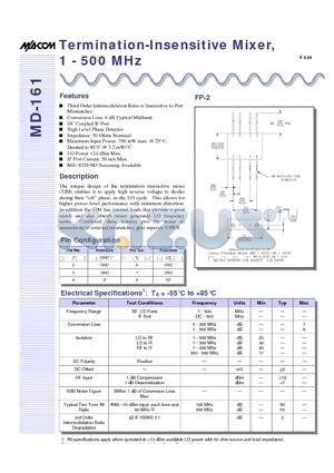 MD-161 datasheet - Termination-Insensitive Mixer, 1 - 500 MHz