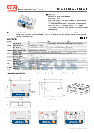 IRC2 datasheet - Power Inverter Remote Control