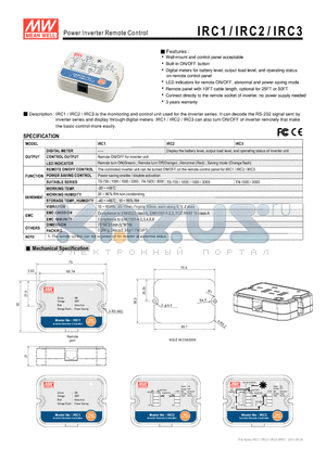 IRC3 datasheet - Power Inverter Remote Control