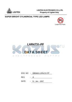 LHR4731-PF datasheet - SUPER BRIGHT CYLINDRICAL TYPE LED LAMPS