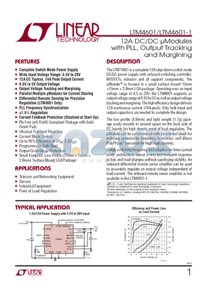 LTM4601EV-PBF datasheet - 12A DC/DC lModules with PLL, Output Tracking and Margining