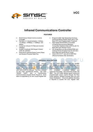 IRCC datasheet - INFRARED COMMUNICATIONS CONTROLLER