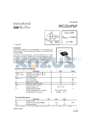 IRCZ24PBF datasheet - HEXFET Power MOSFET