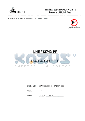 LHRF13743-PF datasheet - SUPER BRIGHT ROUND TYPE LED LAMPS