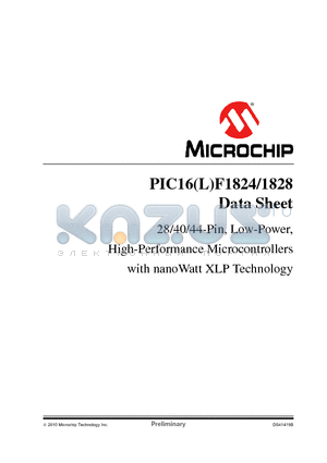 PIC16F1828 datasheet - 28/40/44-Pin, Low-Power, High-Performance Microcontrollers with nanoWatt XLP Technology