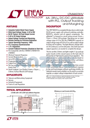 LTM4603HVV datasheet - 6A, 28VIN DC/DC lModule with PLL, Output Tracking and Margining