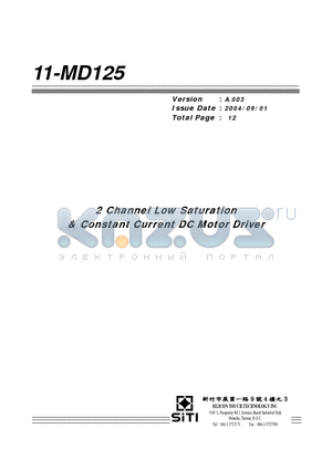 MD125 datasheet - 2 Channel Low Saturation & Constant Current DC Motor Driver